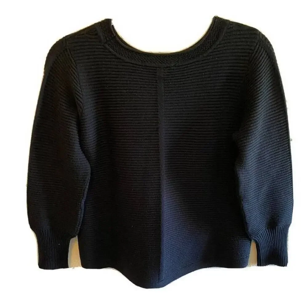 Cyrus Black Long Sleeve‎ Round Neck Ribbed Tight Knit Sweater Size Petite Medium